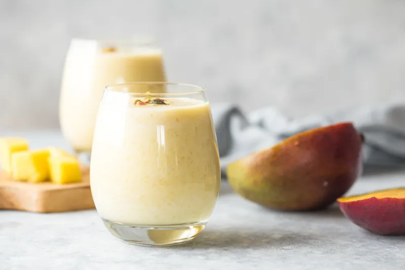 mango lassi, yogurt or smoothie healthy probiotic cold summer