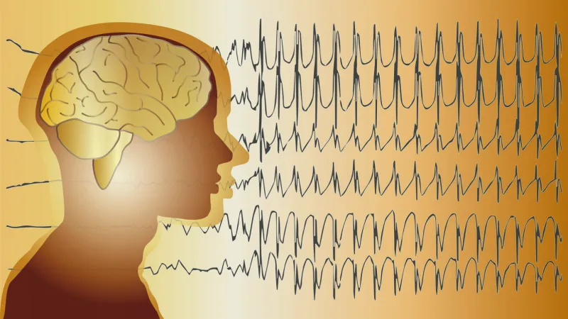 a medical background with a man and epilepsy waves