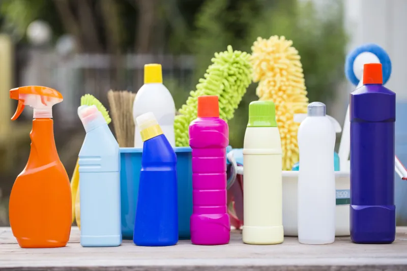 house cleaning product on the table, outdoor