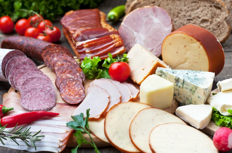 variety of meat products and cheese