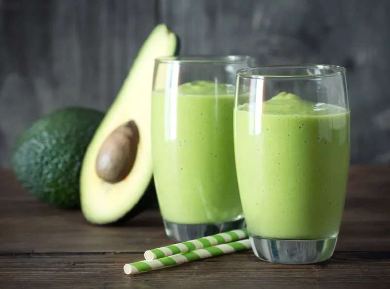 avocado smoothie, made with fresh avocados and non dairy milk