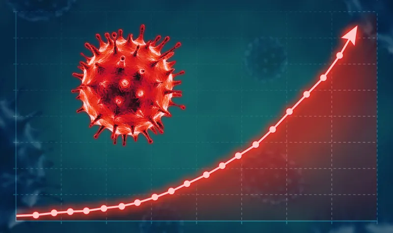 coronavirus or covid-19 spreading concept with growth graph