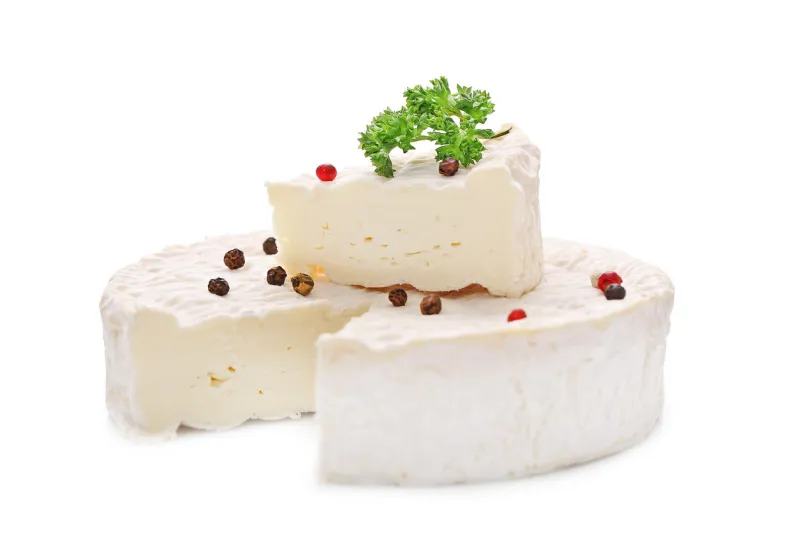 camembert french cheese isolated on white background