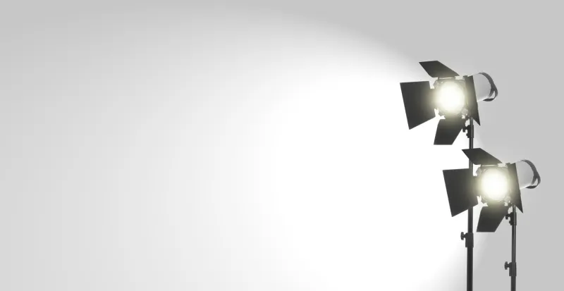 studio lights on white background