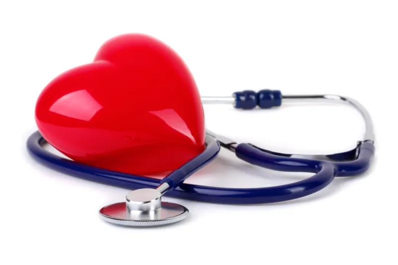 medical stethoscope and red heart
