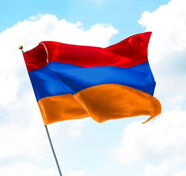 flag of armenia raised up in the sky