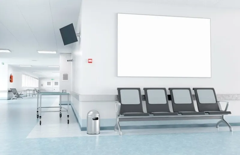 view of a mock up of a frame in a waiting room of a hospital
