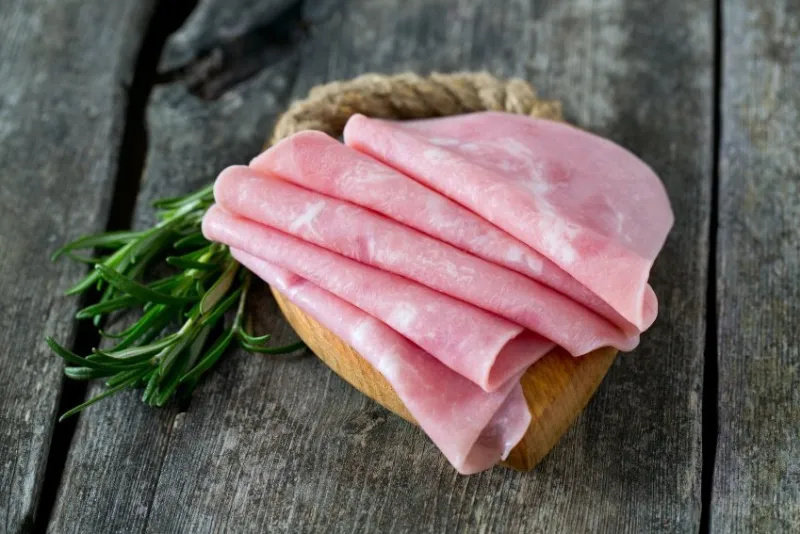 pork ham on wooden surface