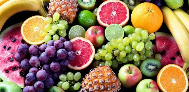 organic fruits  healthy eating concept top view