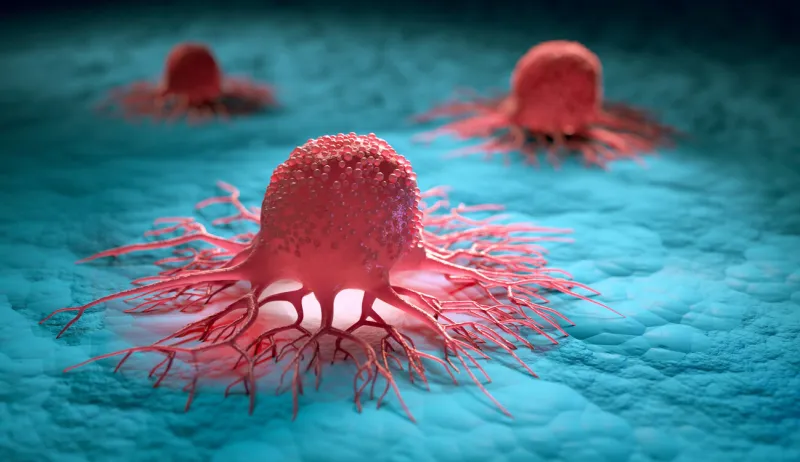 group of isolated cancer cells - 3d illustration