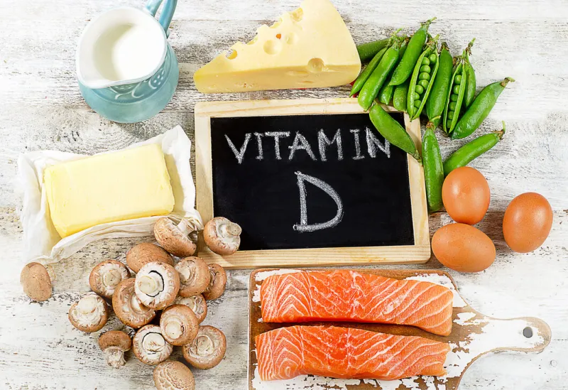 foods rich in vitamin d top view