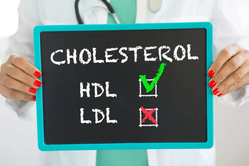 good hdl and bad ldl cholesterol written on blackboard by unreco