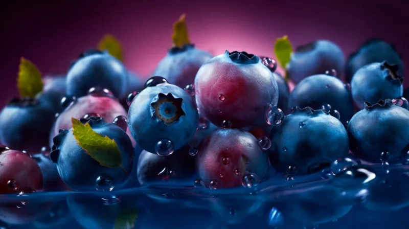 juicy blueberries, professional studio photography