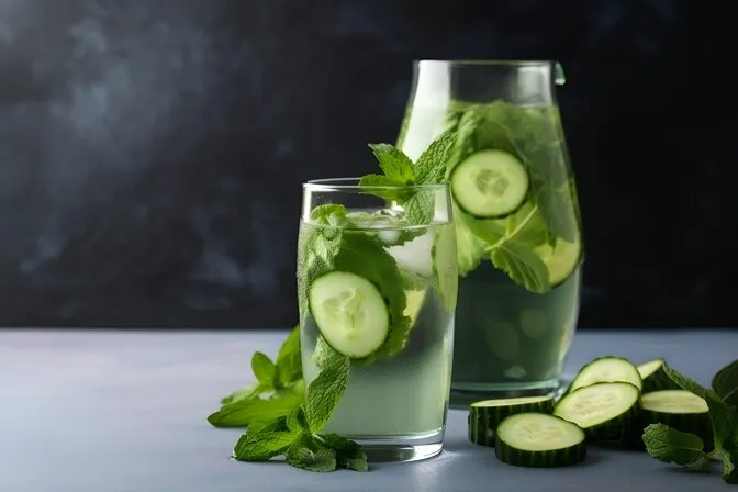 water with cucumber with mint