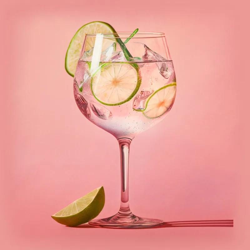 gin and tonic on a pink background generative ai