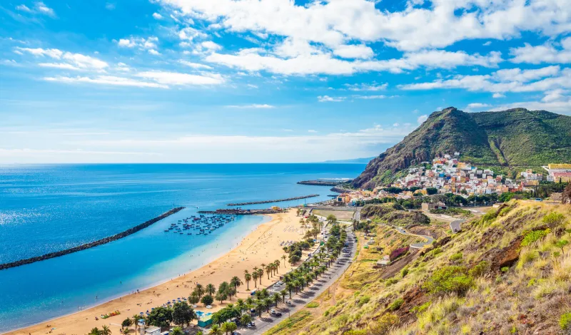 landscape with las teresitas beach and san andres village, tenerife, canary islands, spain