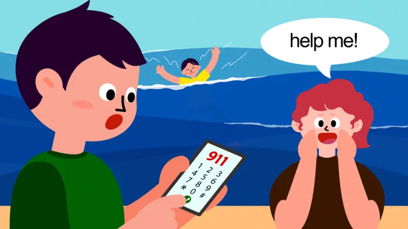 man and woman trying to save a child from drowning