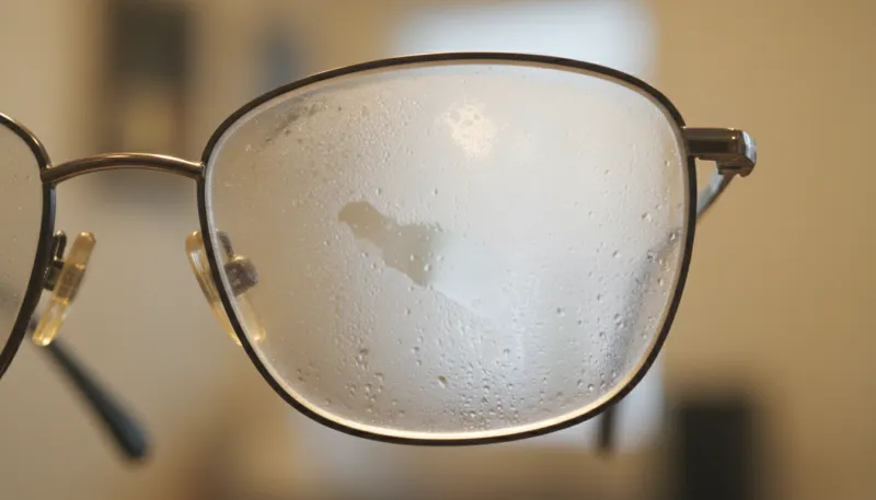 Une photo rapprochée de lunettes embuées