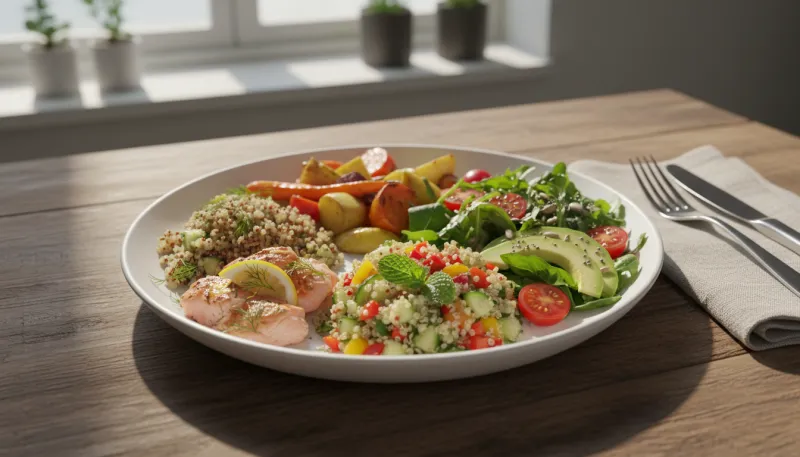 Une assiette de nourriture saine et appétissante qui n'a pas été touchée.