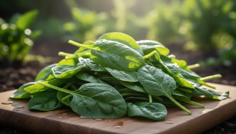Une photo de feuilles d'épinards fraîches et vibrantes