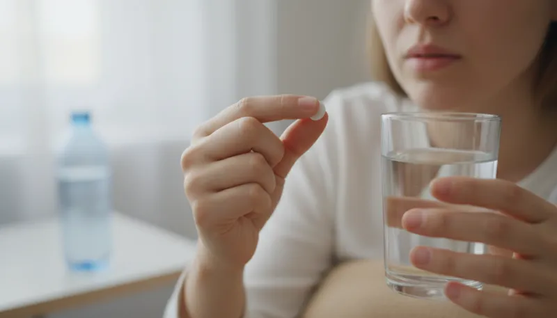 personne qui prend un médicament