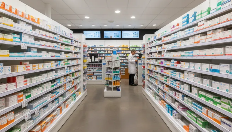 boites de médicaments dans la pharmacie