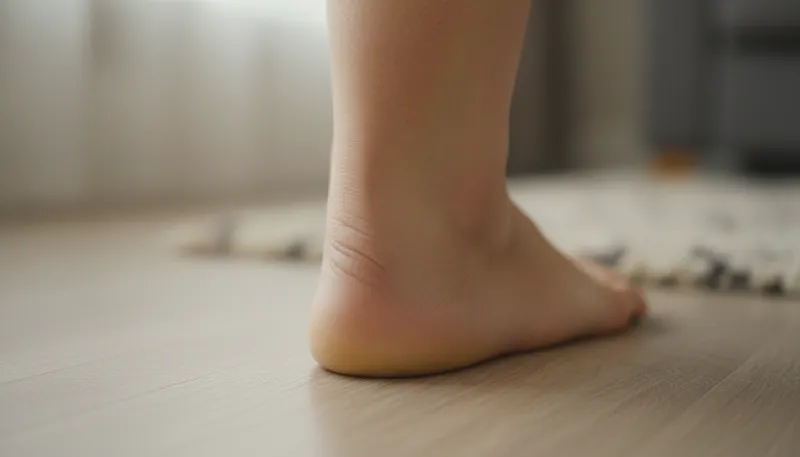 Une photo de profil d'un pied humain mettant l'accent sur le talon