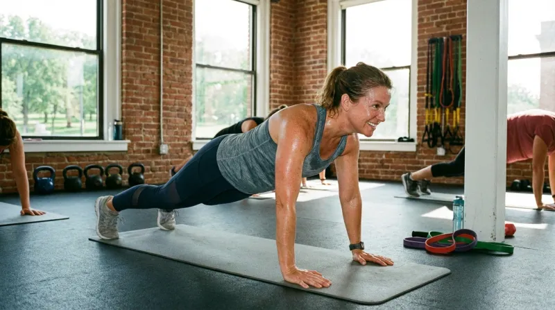 personne d'une quarantaine d'année qui fait de la gym