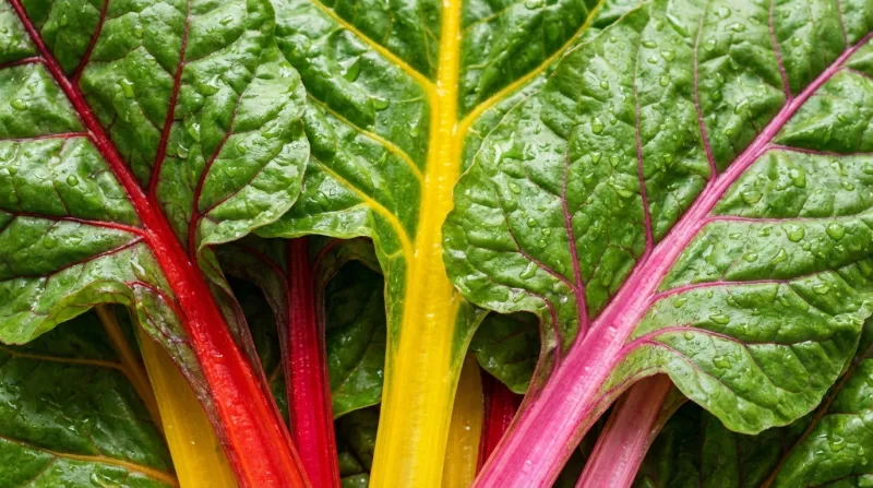 Photo en gros plan de feuilles de bette (bette à carde) fraîches