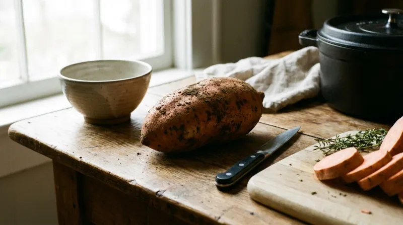 photo de patate douce sur la table de la cuisine