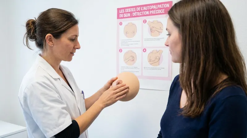 autopalpation du sein à la recherche d'un cancer