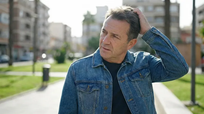 personne qui se touche l'arrière du crâne