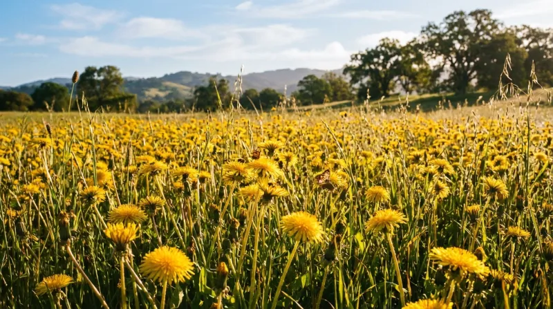 pissenlit jaunes dans un champ