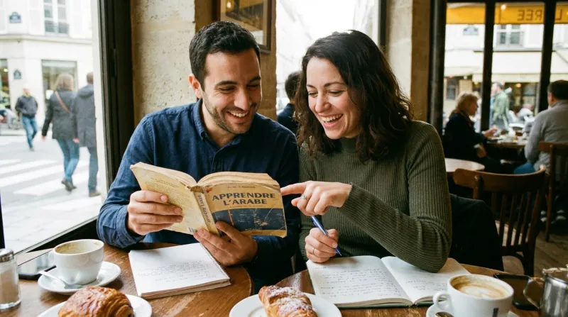 personnes étudiant ensemble une langue étrangère