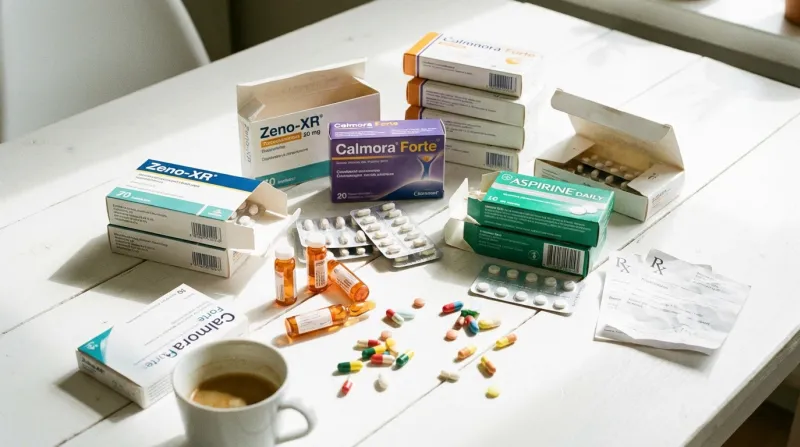 boîtes de médicaments et de comprimés sur une table