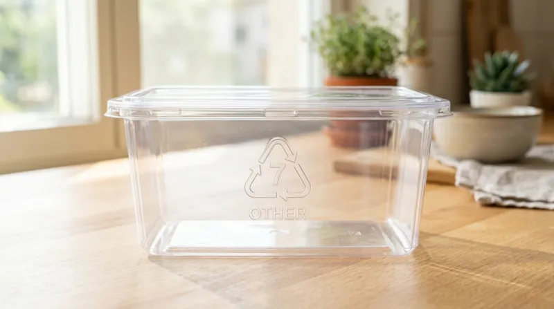 objet en plastique transparent avec le symbole de recyclage