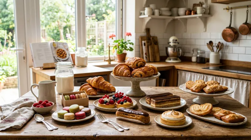 Une photo d'un assortiment de pâtisseries et de gourmandises