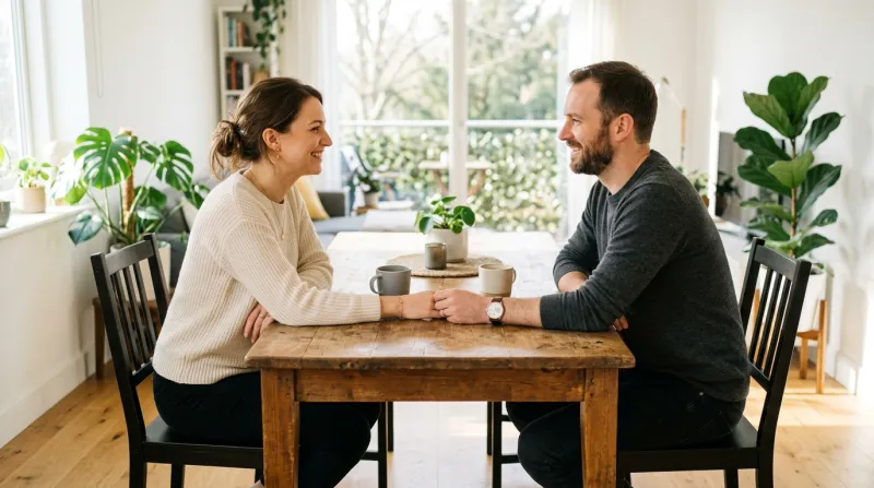 couple assis l'un en face de l'autre