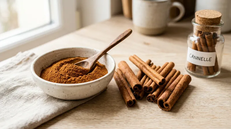 bâtons de cannelle et de poudre de cannelle