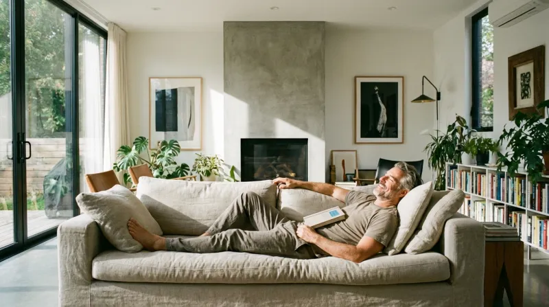 Homme qui se repose dans son canapé 