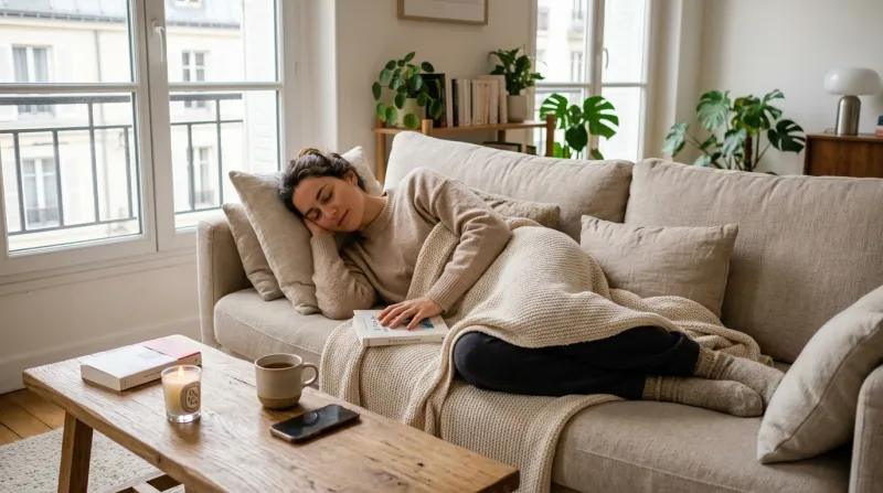 personne chez elle qui se repose