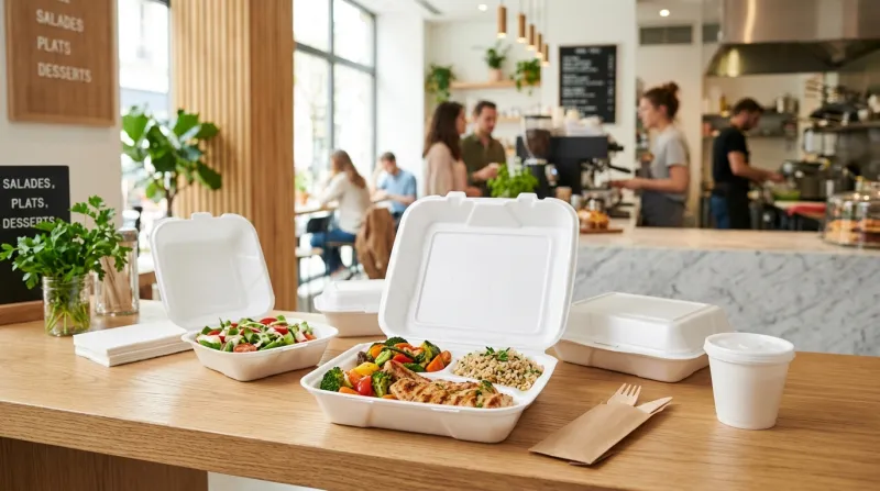 contenants alimentaires en polystyrène blanc 