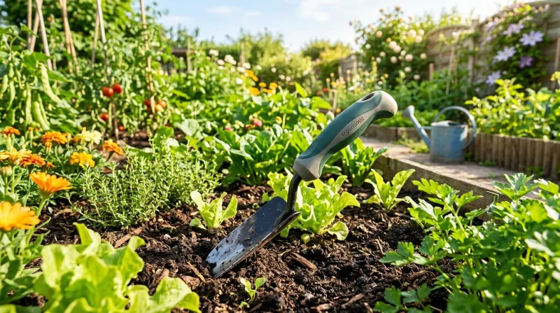 transplanteur à poignée ergonomique coudée