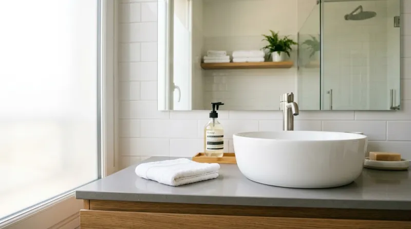  gant de toilette en coton blanc dans une salle de bain