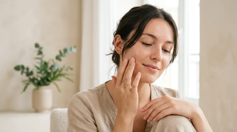  personne touchant son visage