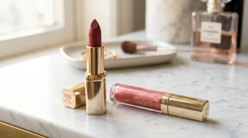 rouge à lèvres élégant et d'un gloss brillant 