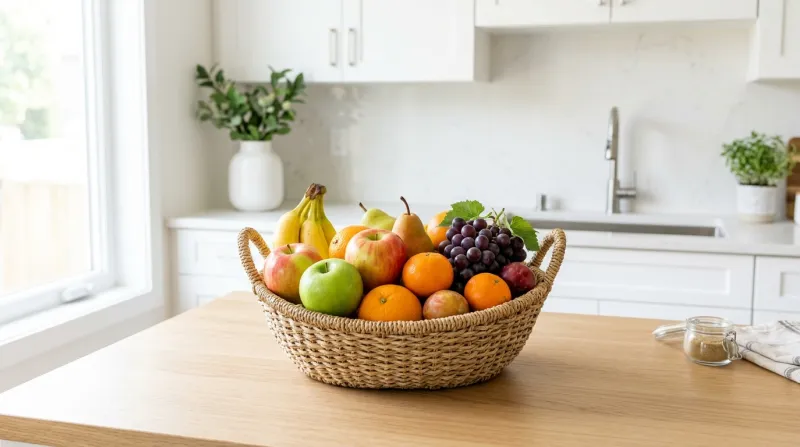 fruits frais et entiers disposés dans un panier 