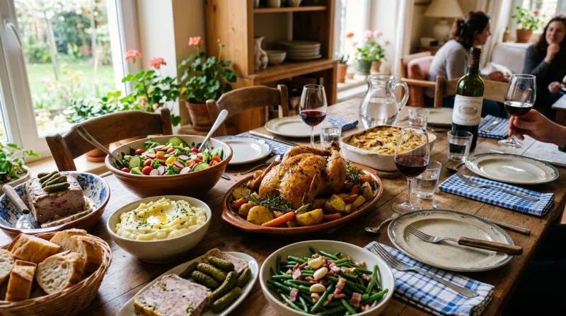 Une photo d'un repas copieux et généreux sur une table lumineuse