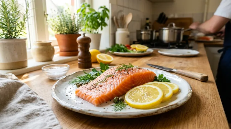  filet de saumon frais et de tranches de citron 
