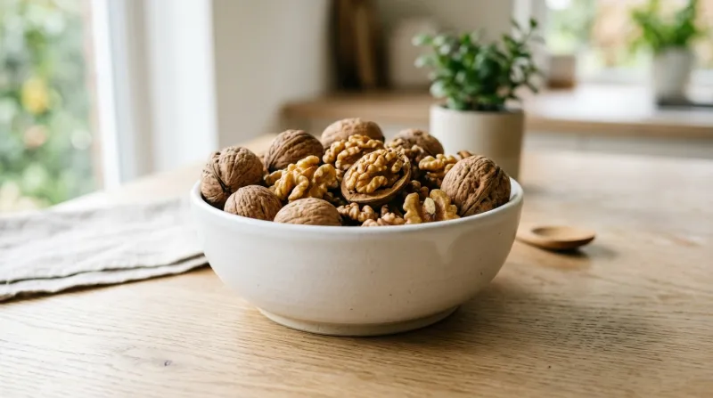 poignée de noix et de cerneaux de noix 